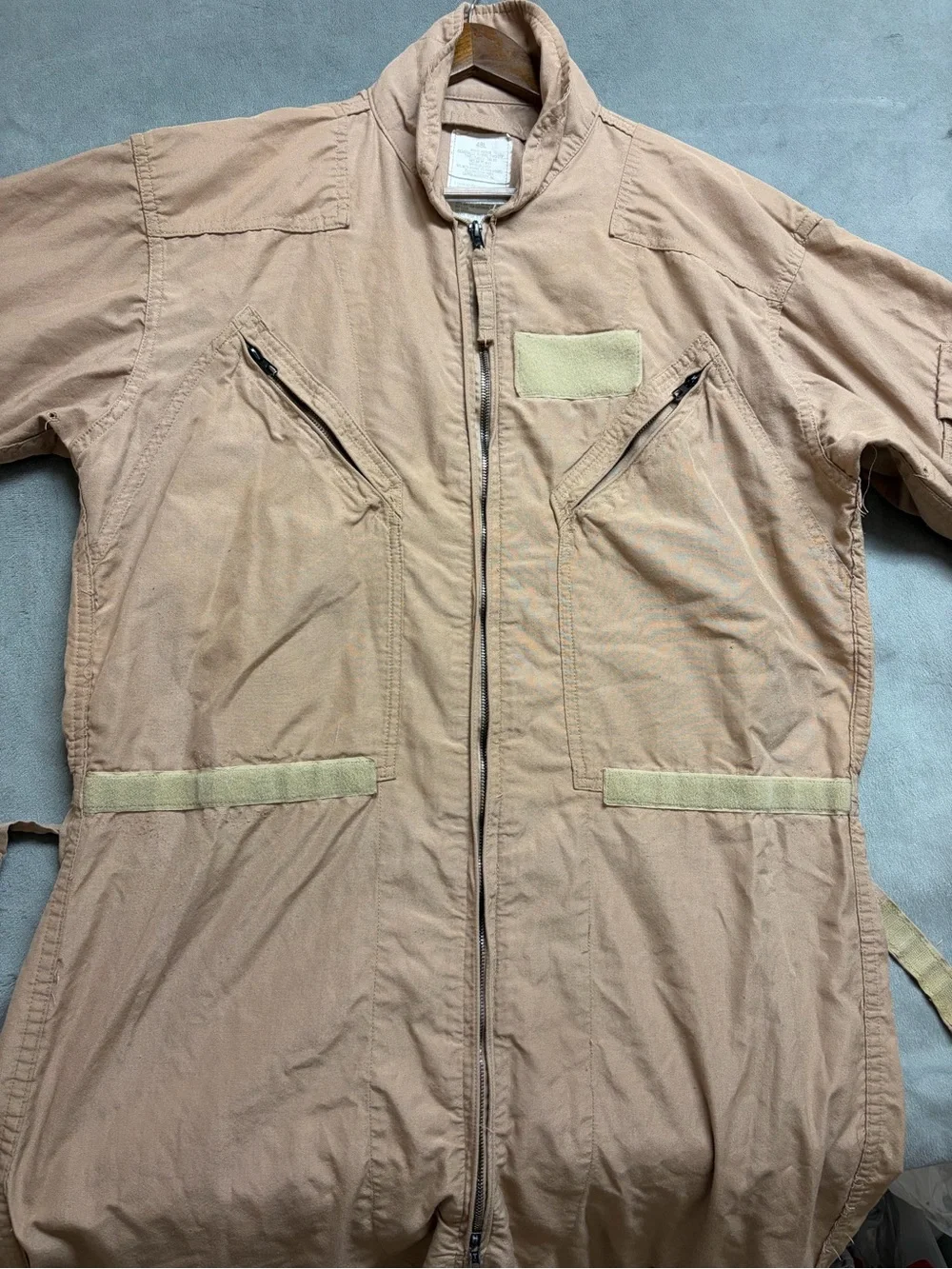 US Military Flight Suit Coveralls Tan Nomex 48L Pilot Aircrew Flyers USA VTG
